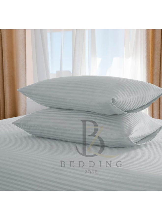 Bedding Zone Standard Pillowcase 2pc Set - Silver Stripe - Image 2